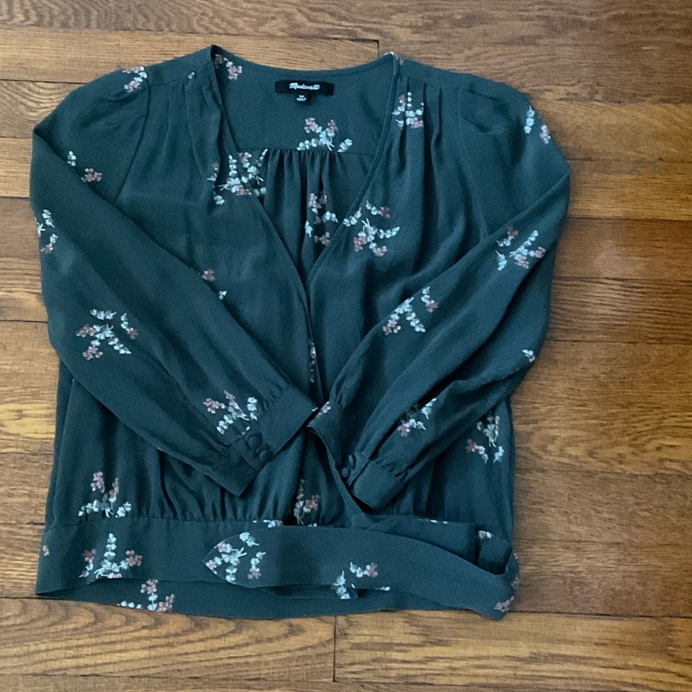 Madewell Floral Green Blouse